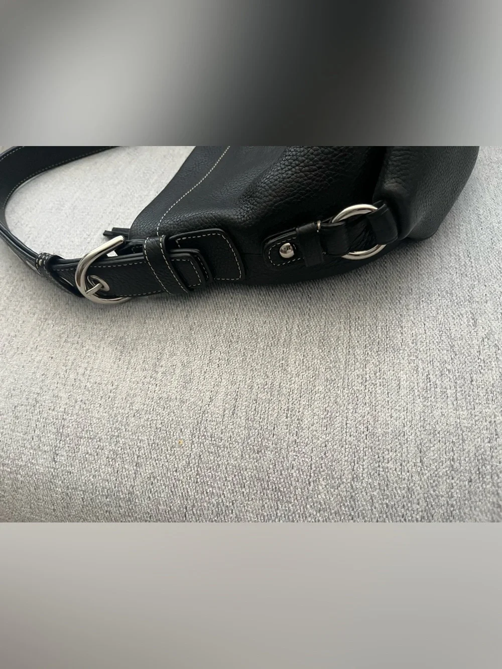 Coach Black Leather East West Shoulder Duffle Hobo Bag (F15065)